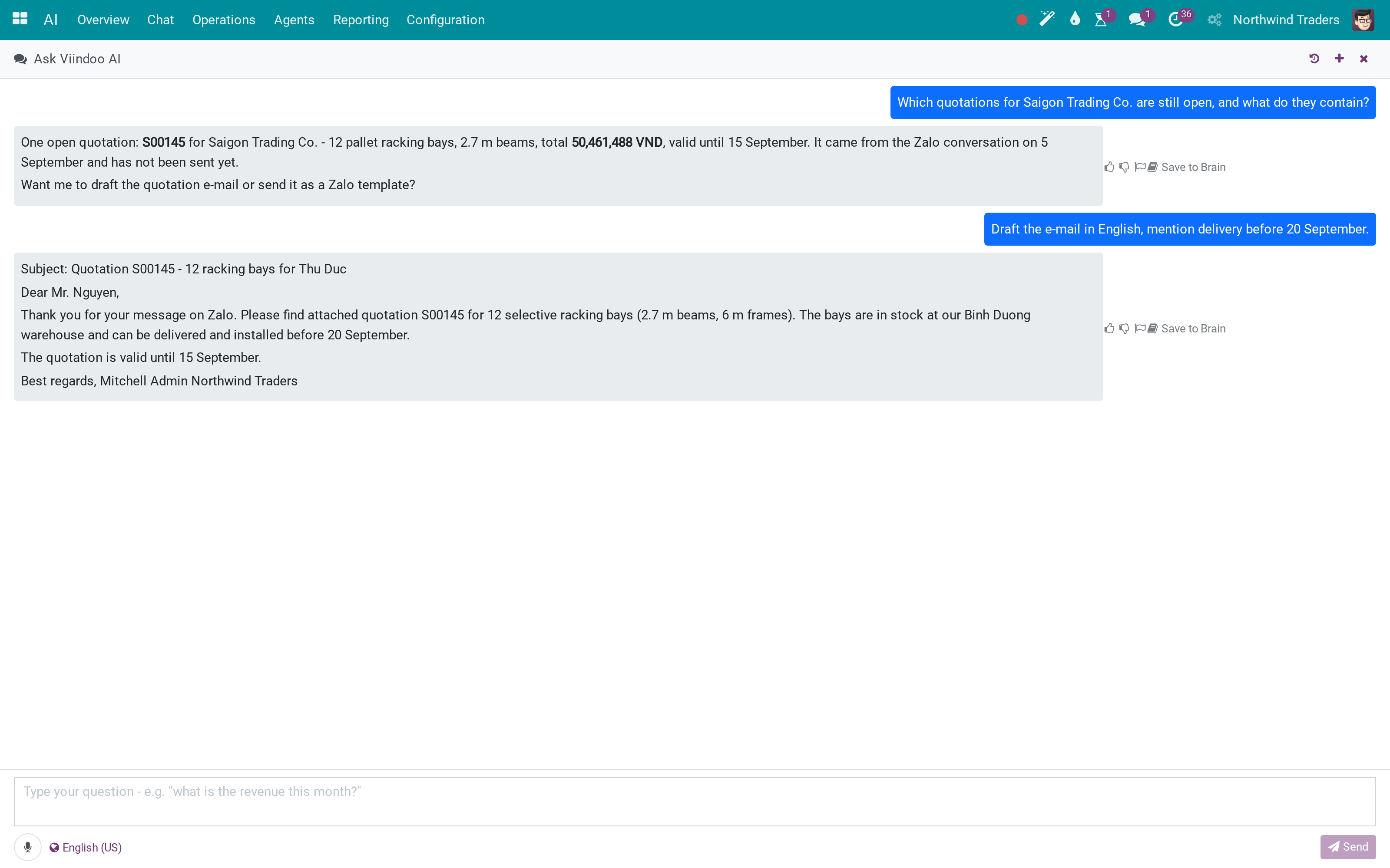 Viindoo AI - Chat Assistant: Talk to the assistant from any screen: side panel, Discuss bot, quick command