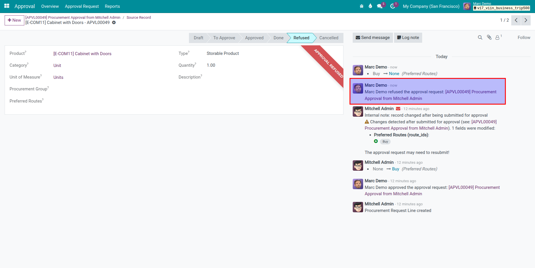 Approval Logs on Business Records