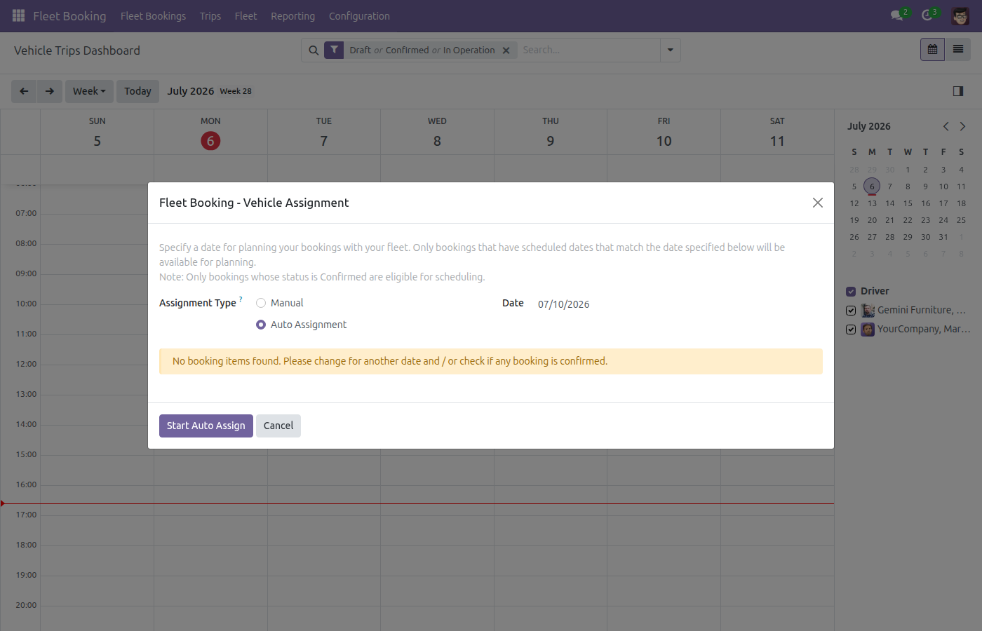 Loại phân bổ chuyển sang Auto Assignment