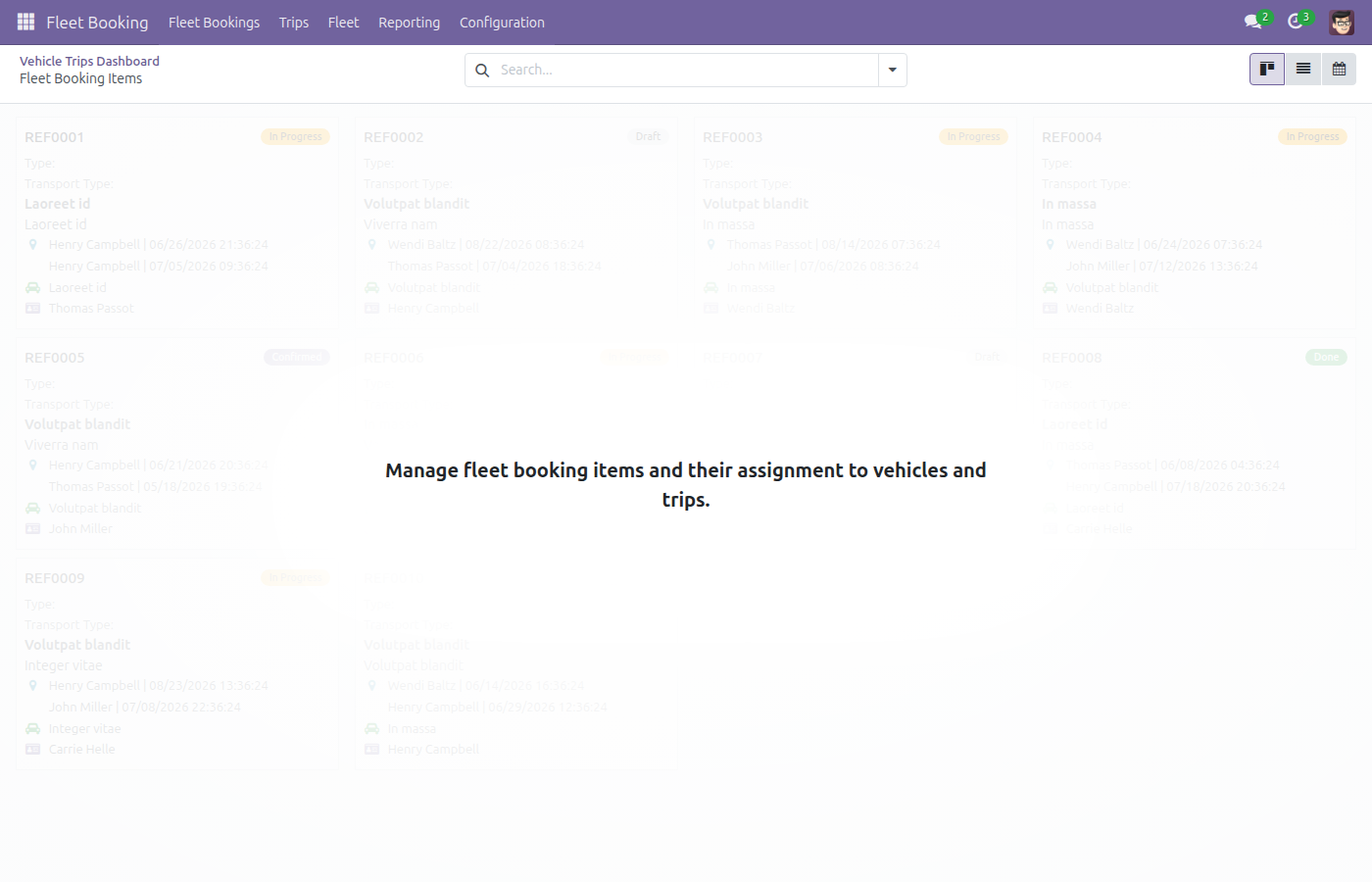 Bảng Booking Items sau khi bấm Start Auto Assign