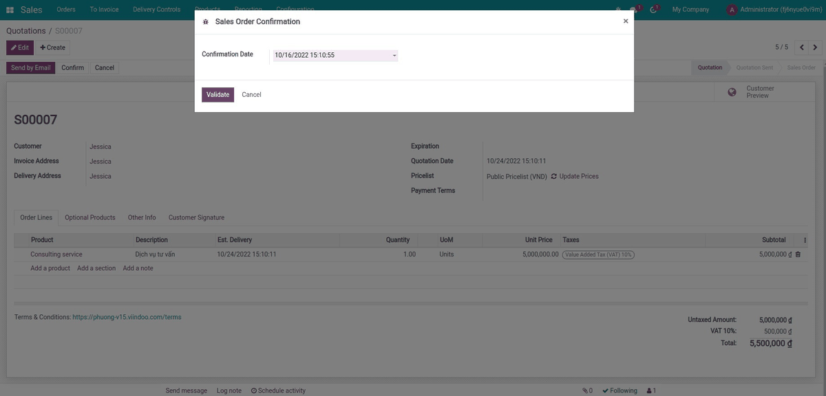 Sales Confirmation Backdate
