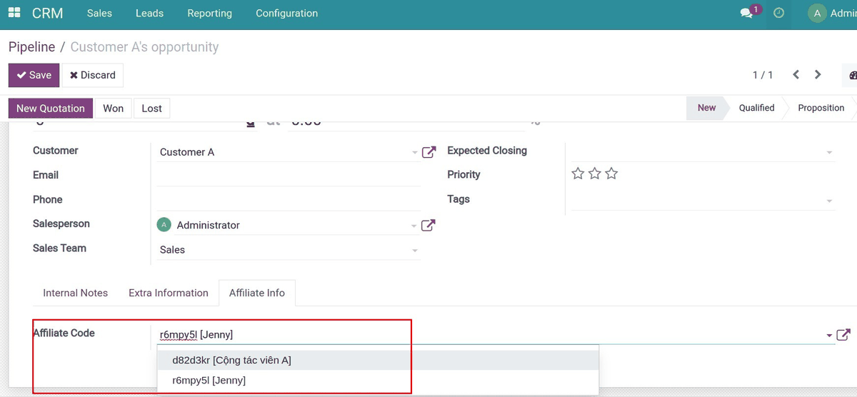 Affiliate Sale CRM Integration