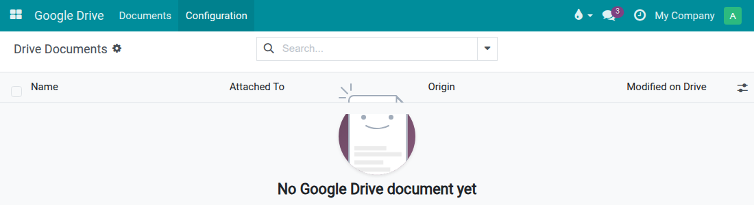 Ứng dụng Google Drive dưới quyền quản trị viên, có Documents và menu Configuration chứa Templates