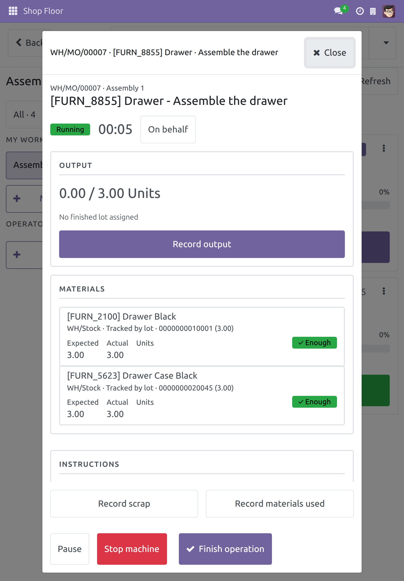 Start a work order by scanning a code