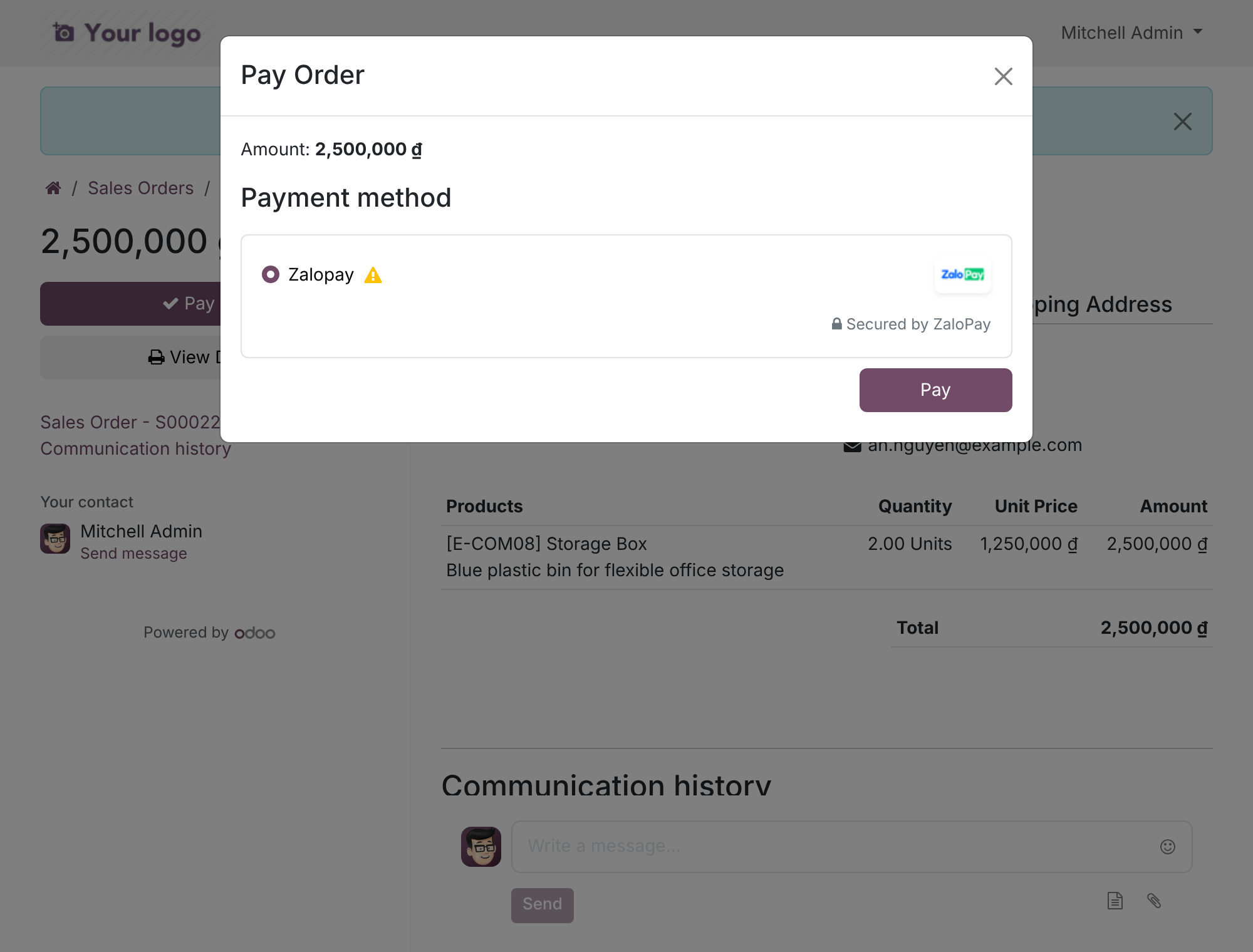 Customers pay with ZaloPay at checkout