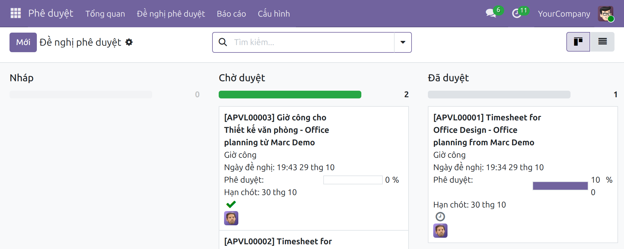 Theo dõi từng đề nghị