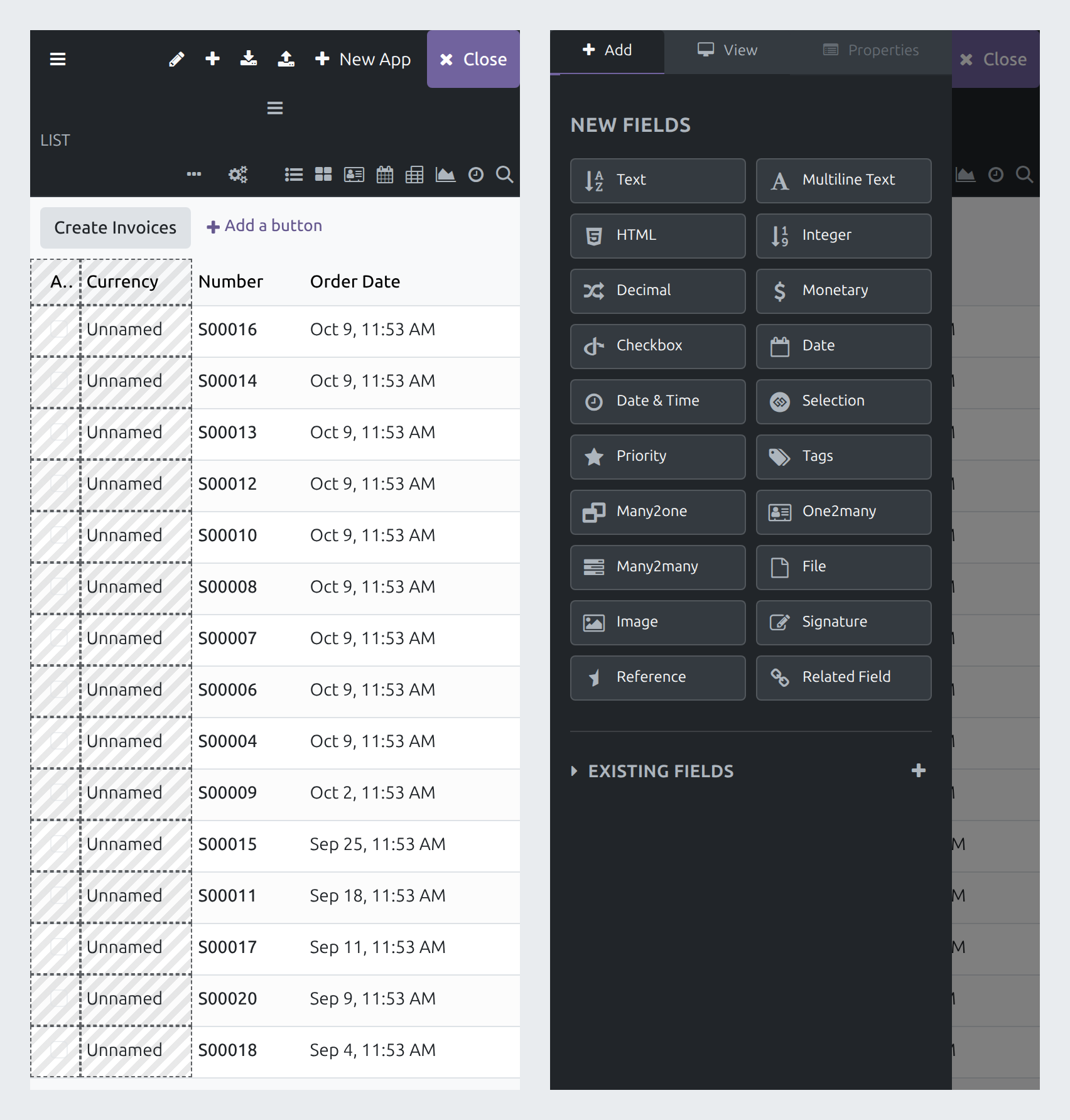 Two phone-width captures of the Customizer, on the left the canvas with the Toggle panel button closed, on the right the left panel open as a drawer over the canvas