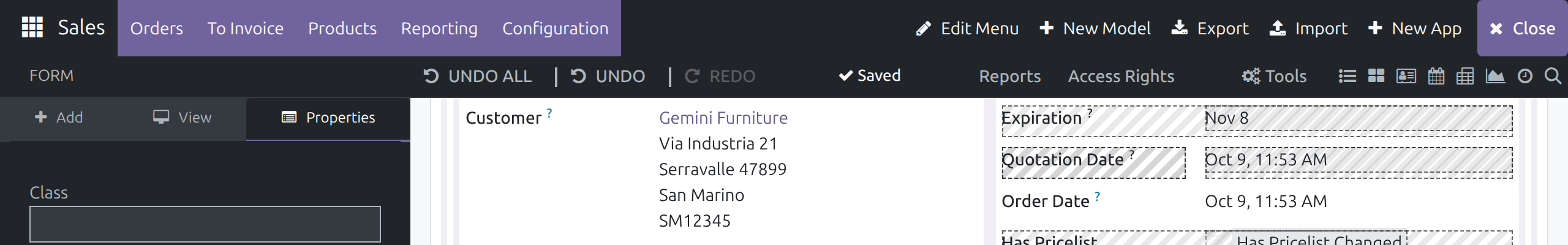 The Undo All, Undo and Redo buttons in the toolbar with the Saved indicator next to them