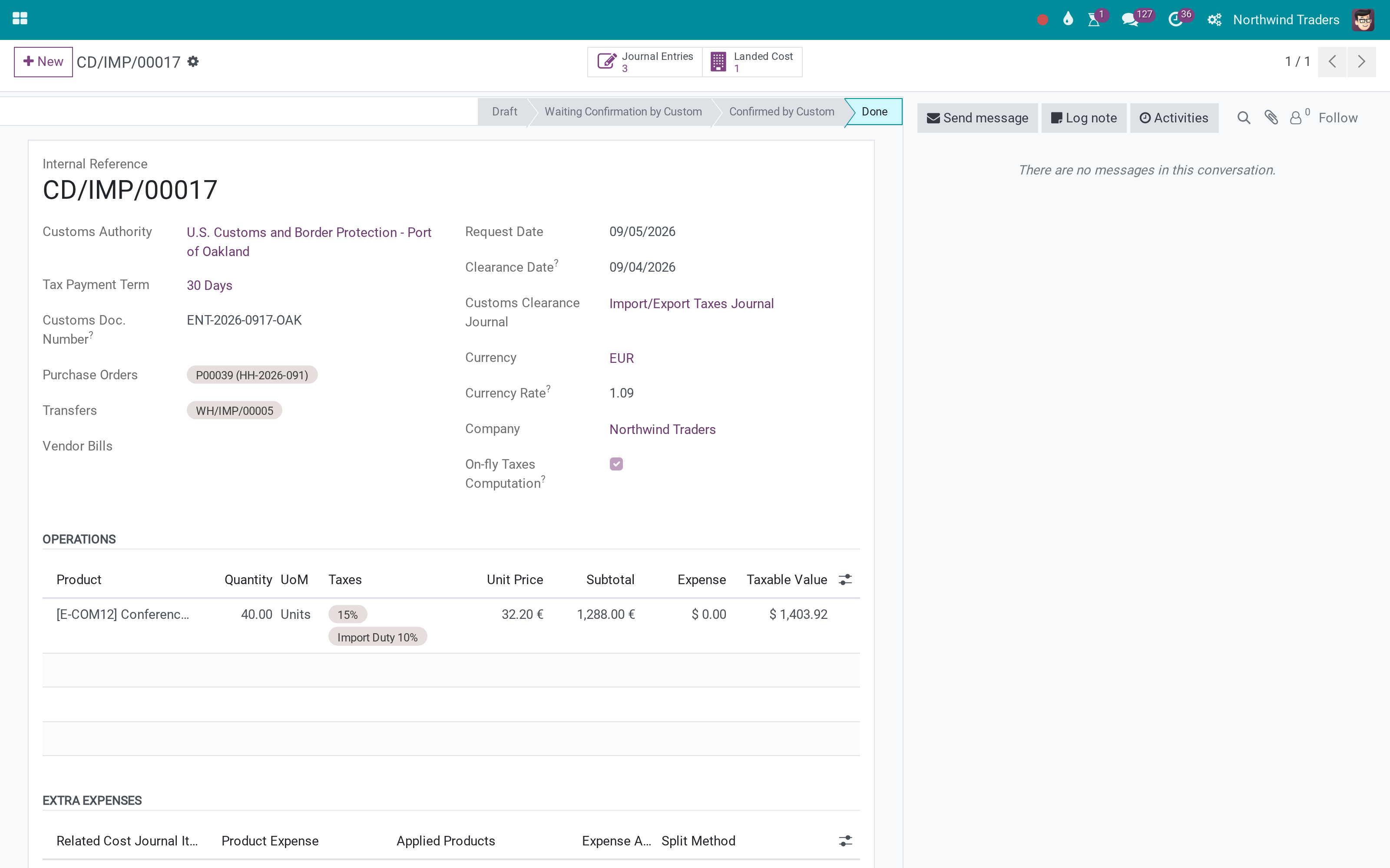 Transfer rate on import declarations, under test
