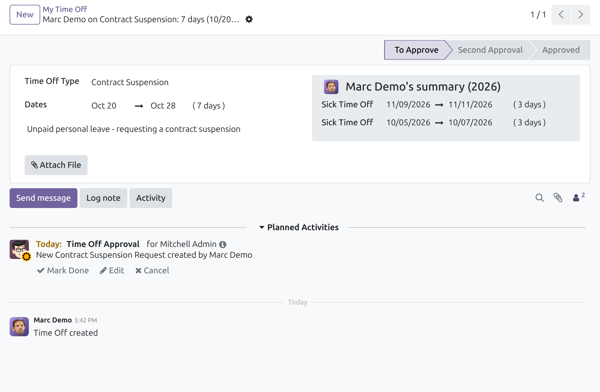 Request a contract suspension
