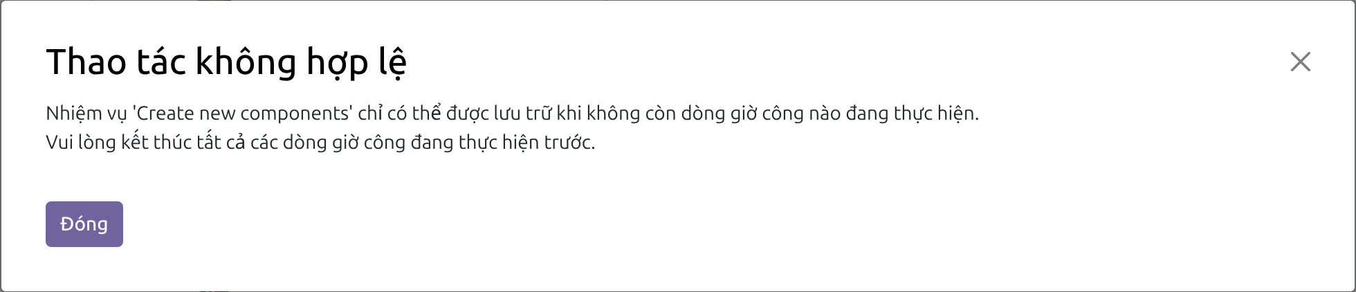 Thông báo khi lưu trữ nhiệm vụ còn bộ đếm đang chạy