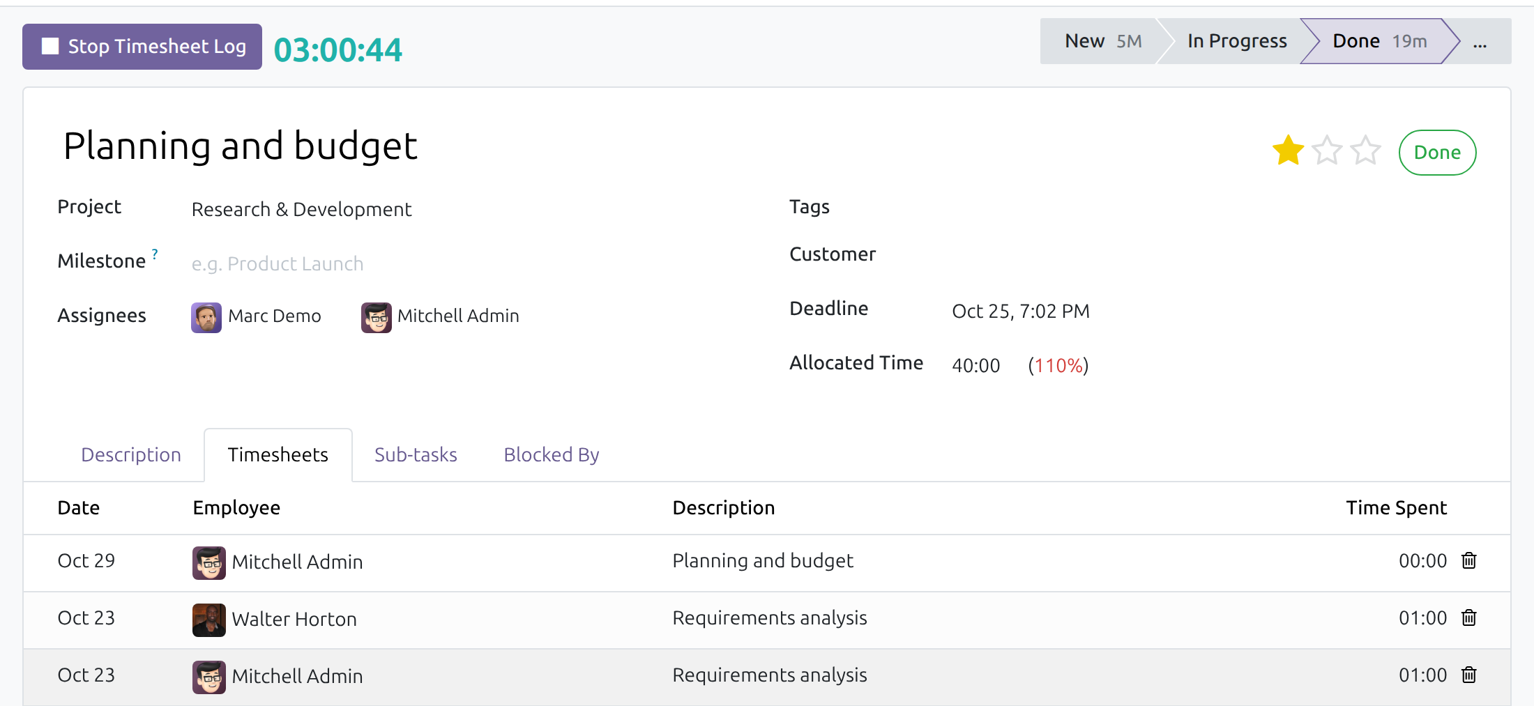 HR Timesheet Timer