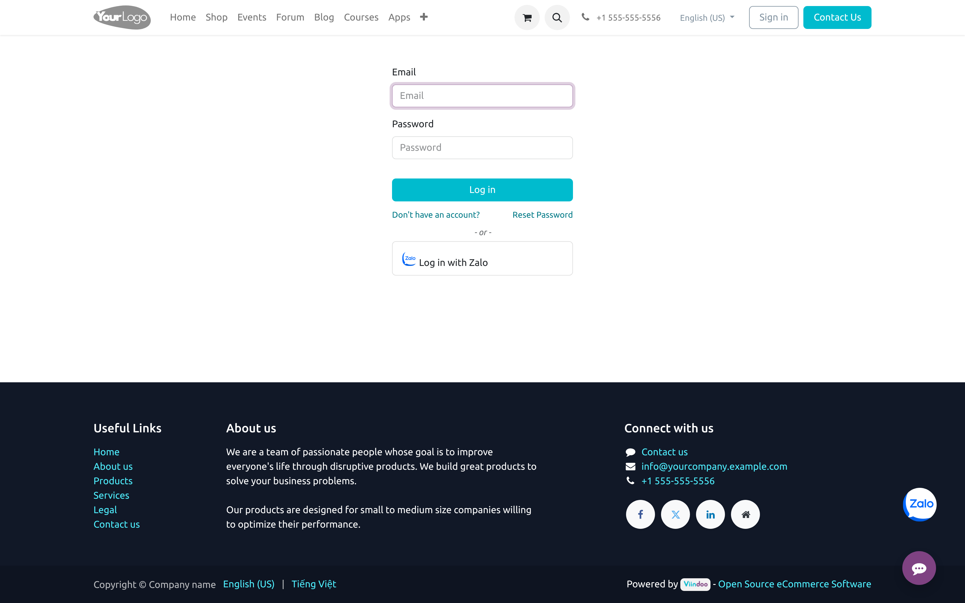 Login page