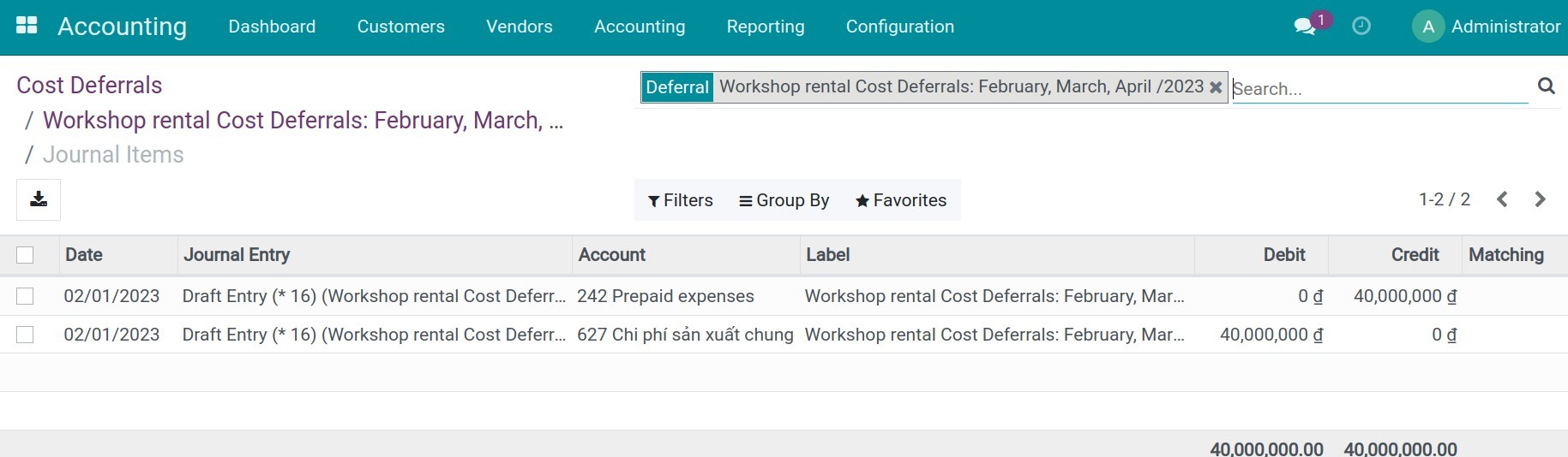 Check the Viindoo deferral entries