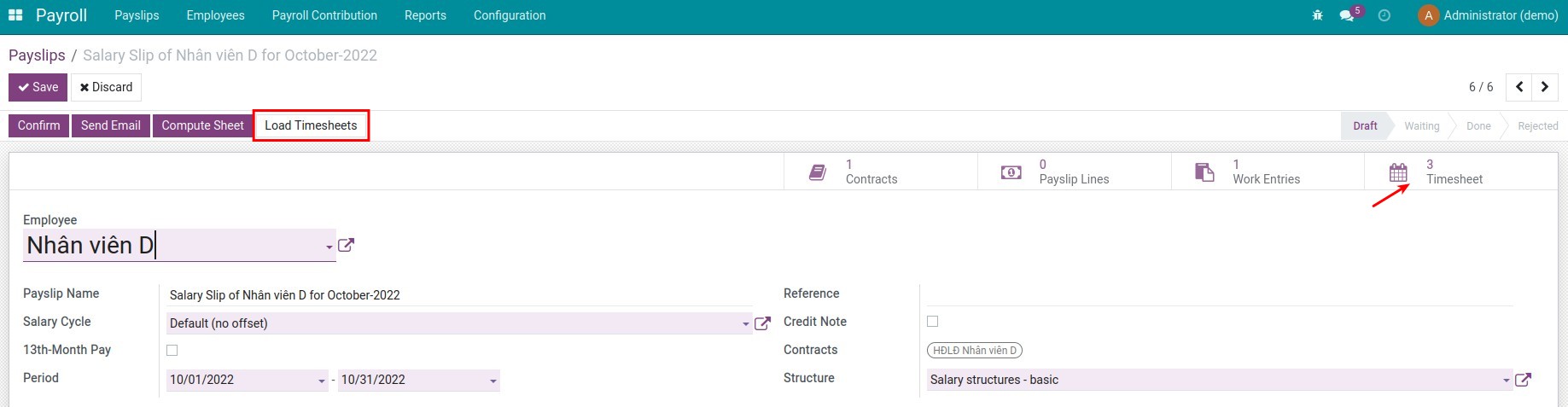 The statistics of timesheets - Exclude Time off Timesheet records on Viindoo Payslip