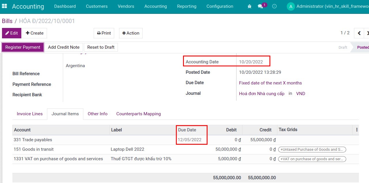 Example of payment terms for the next X months fixed date