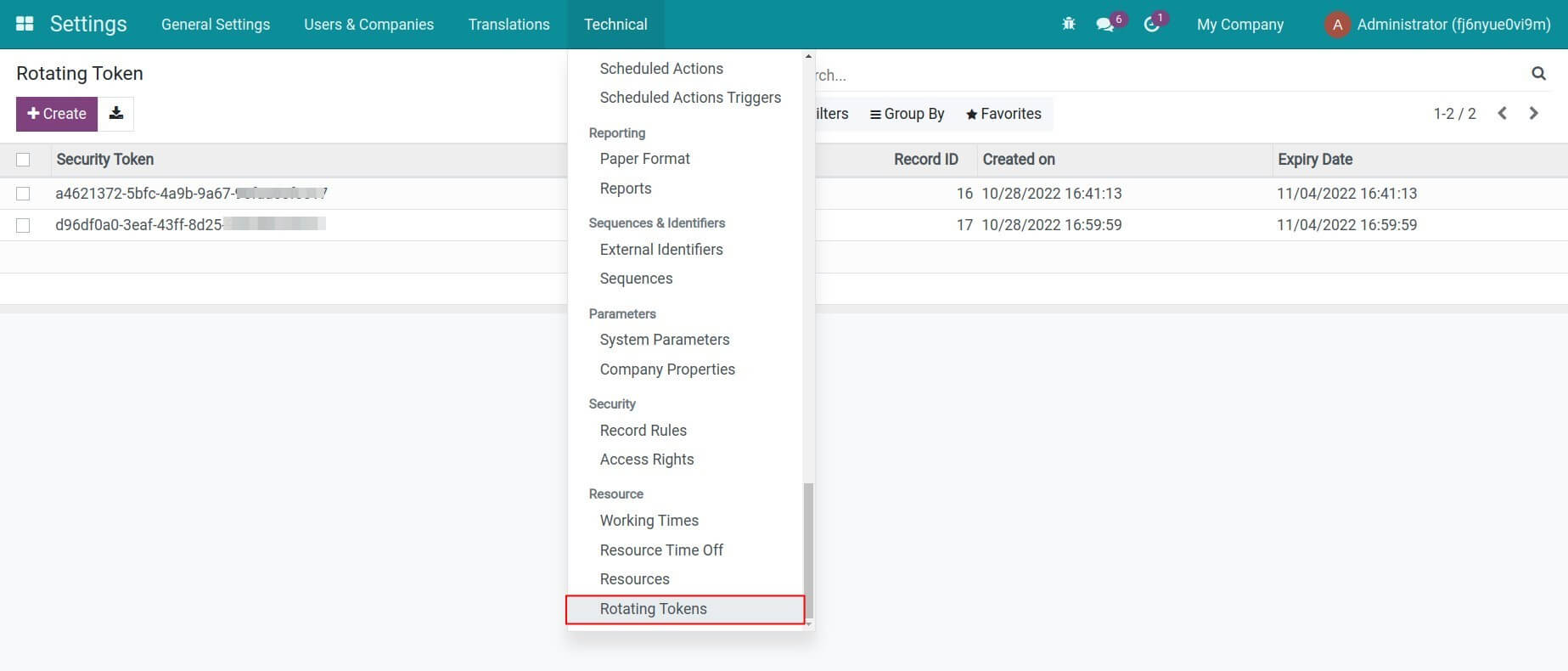 Tracking generated token