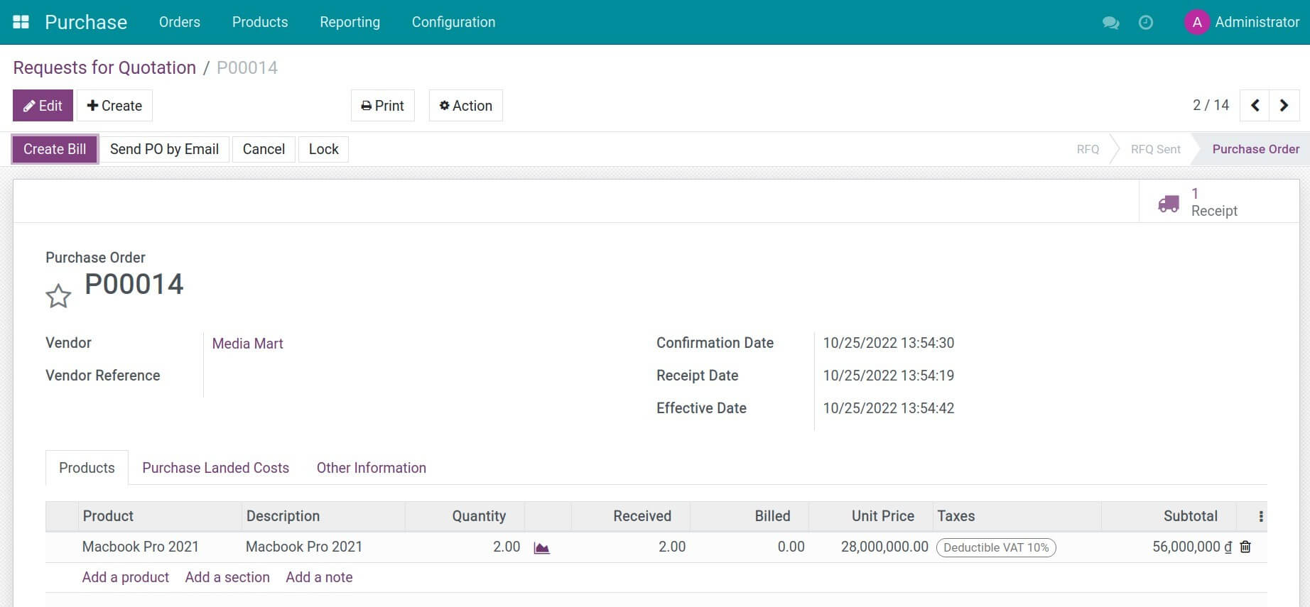 Create a purchase order