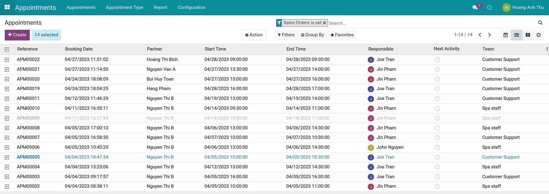 Track the conversion rate of appointments to quotes