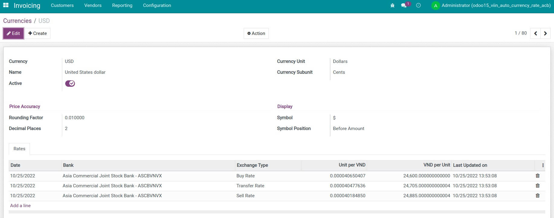 Check periodically updated exchange rates