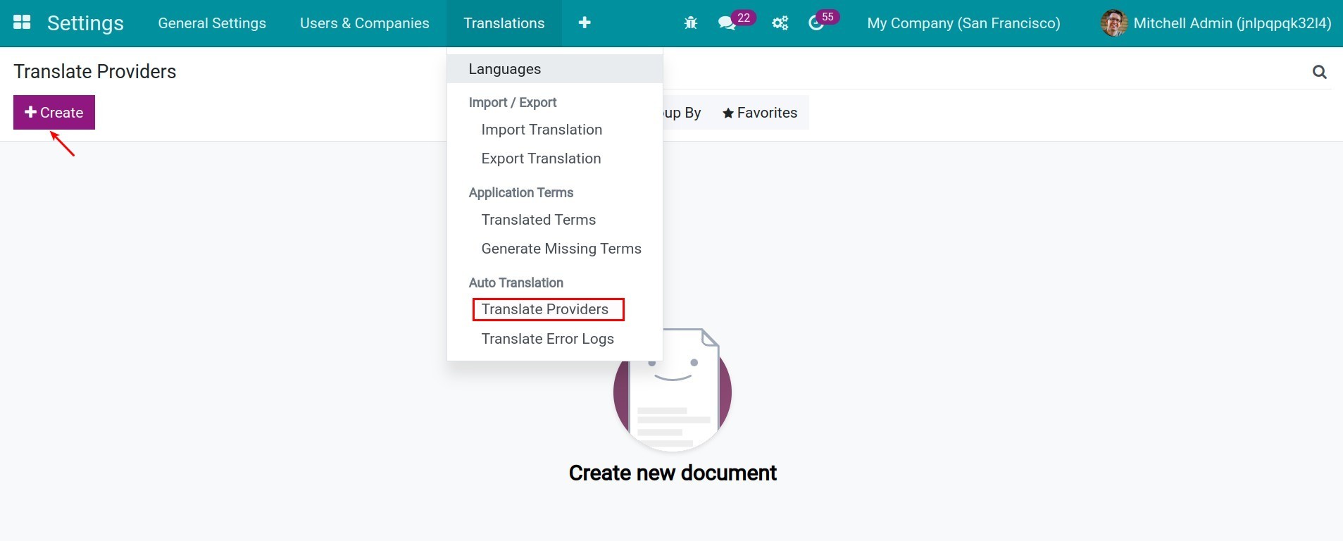 Configure an automatic translation provider