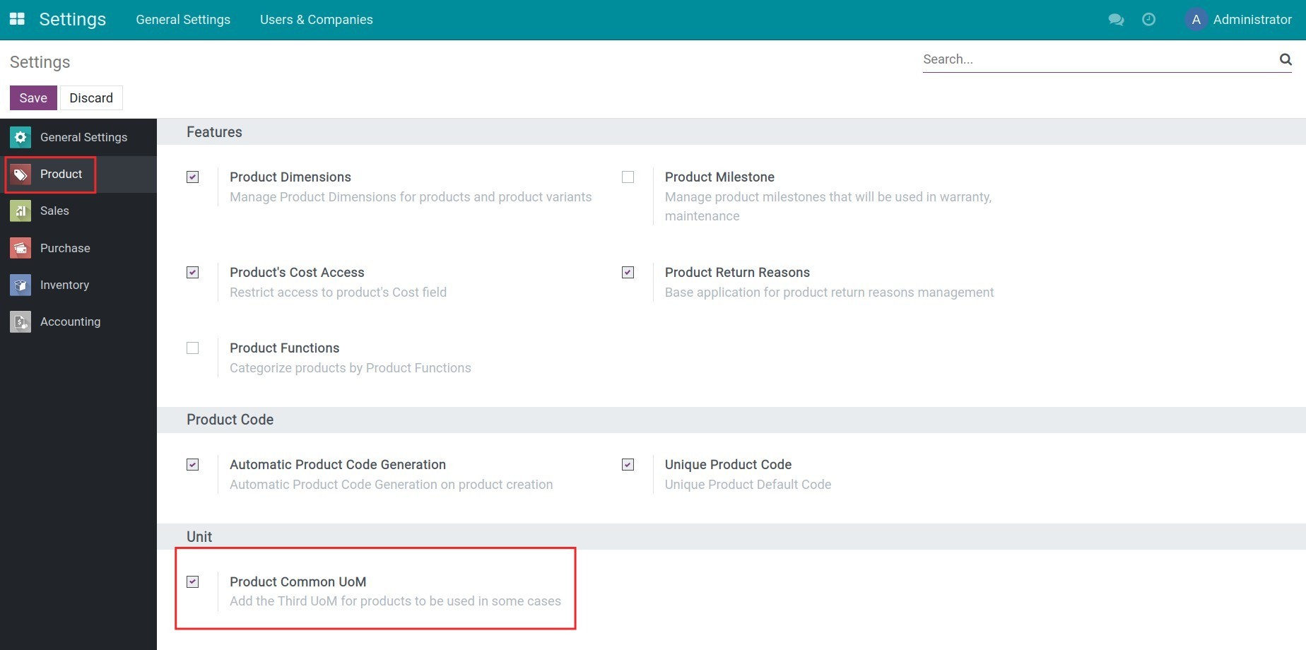 Product Common UoM feature activation