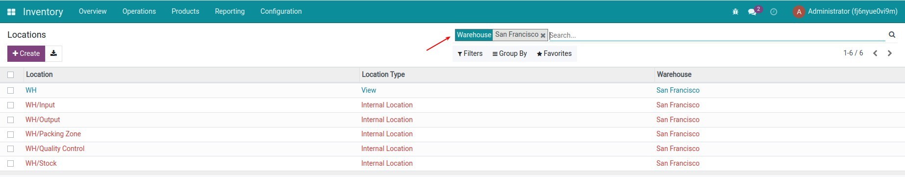 Search location after the warehouse