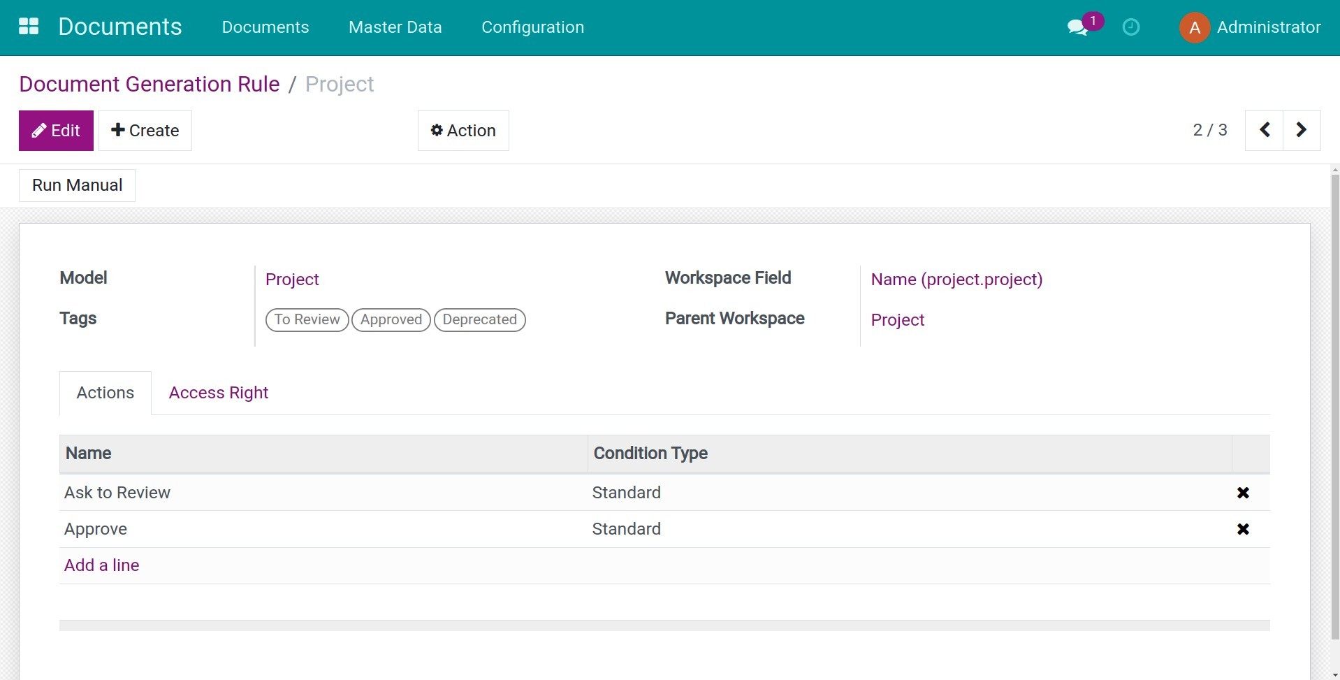 Project document generation rule