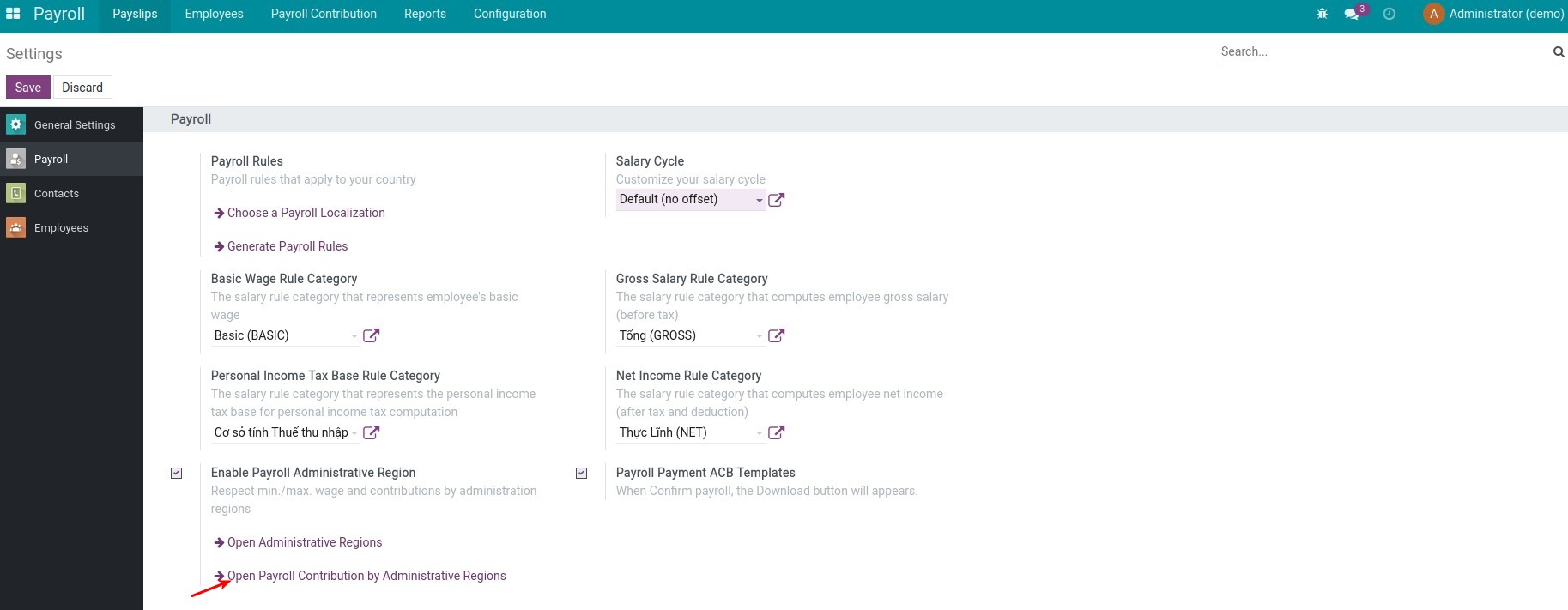 Open Payroll Contribution by Administrative