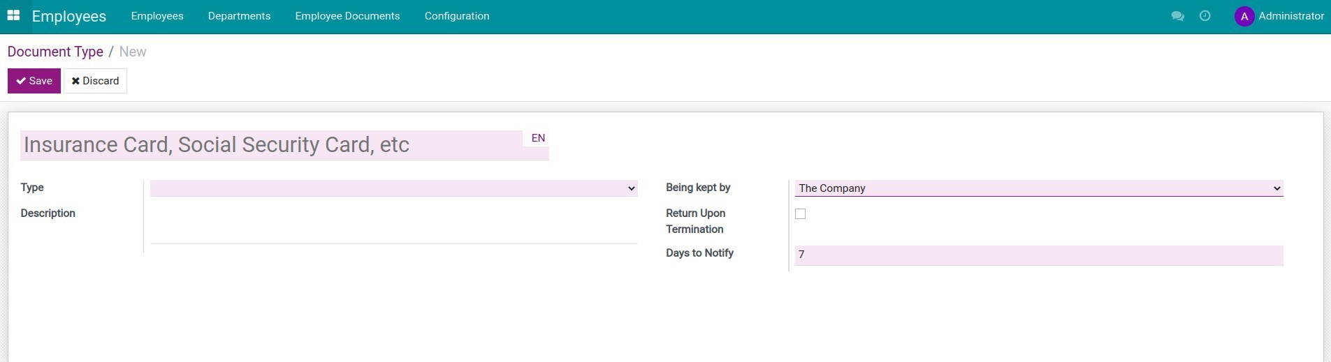 Create document type