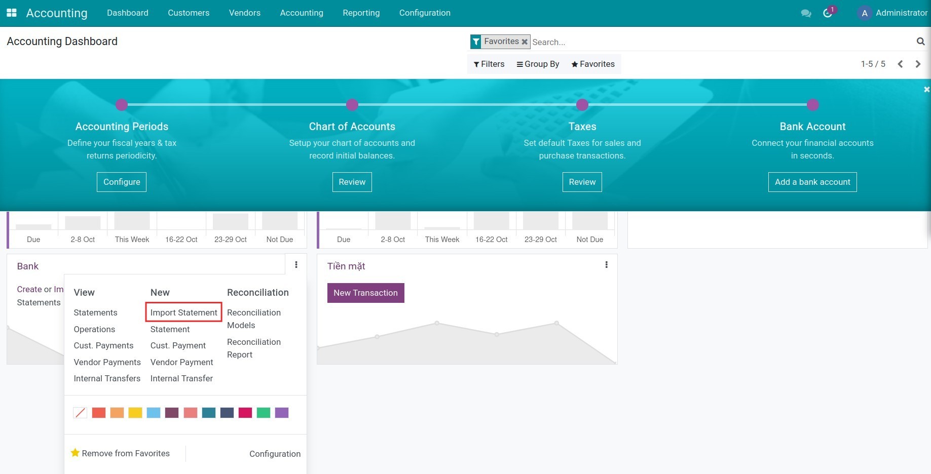 Add bank statement to a bank journal Viindoo