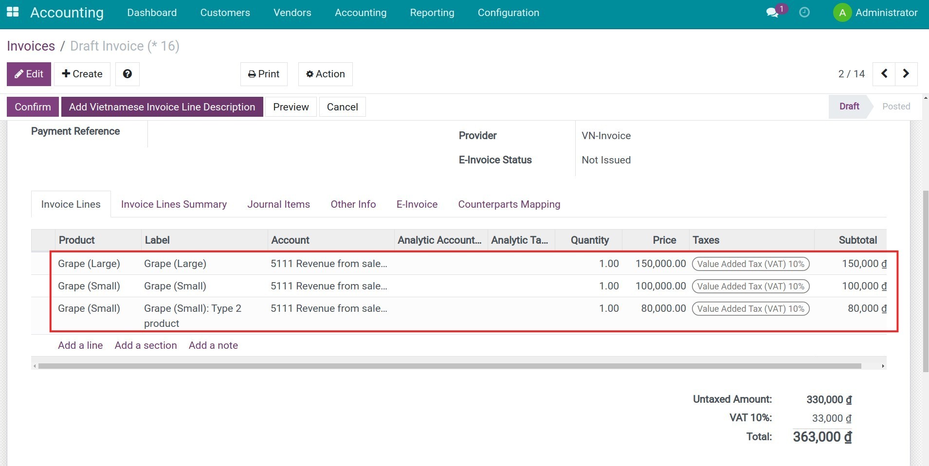 Create customer invoice