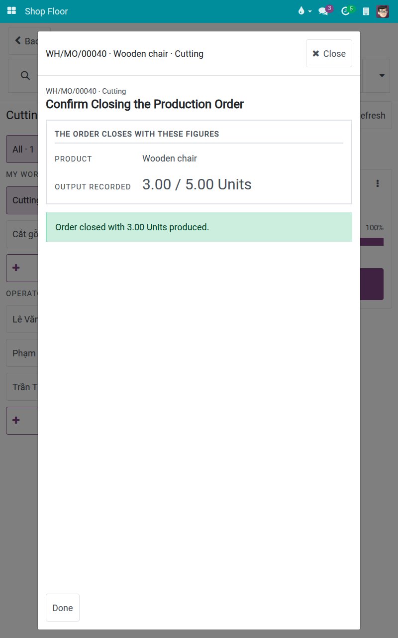 Confirmation that the order is closed