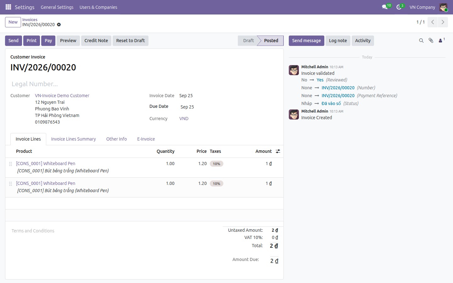 Create customer invoice