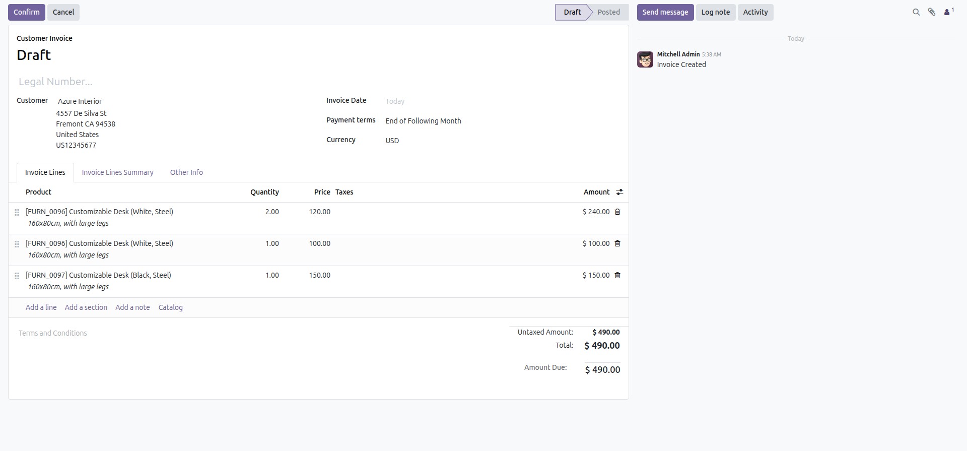 Create customer invoice in Viindoo accounting