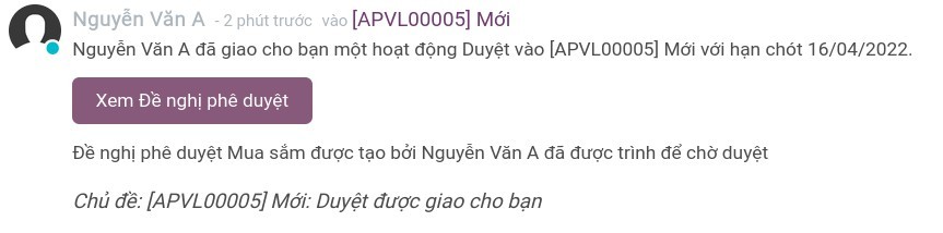 Thông báo phê duyệt