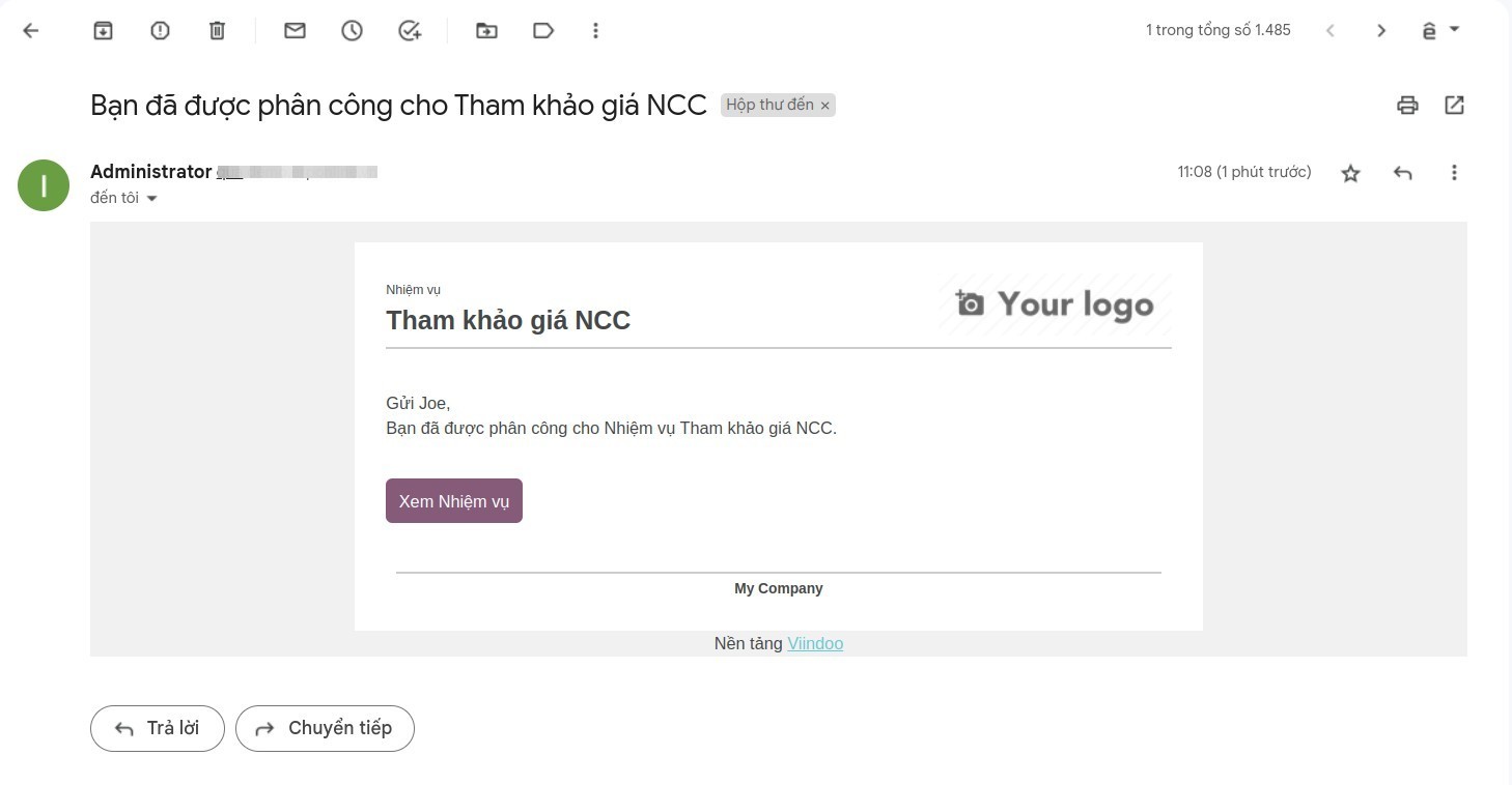 Thông báo trong email