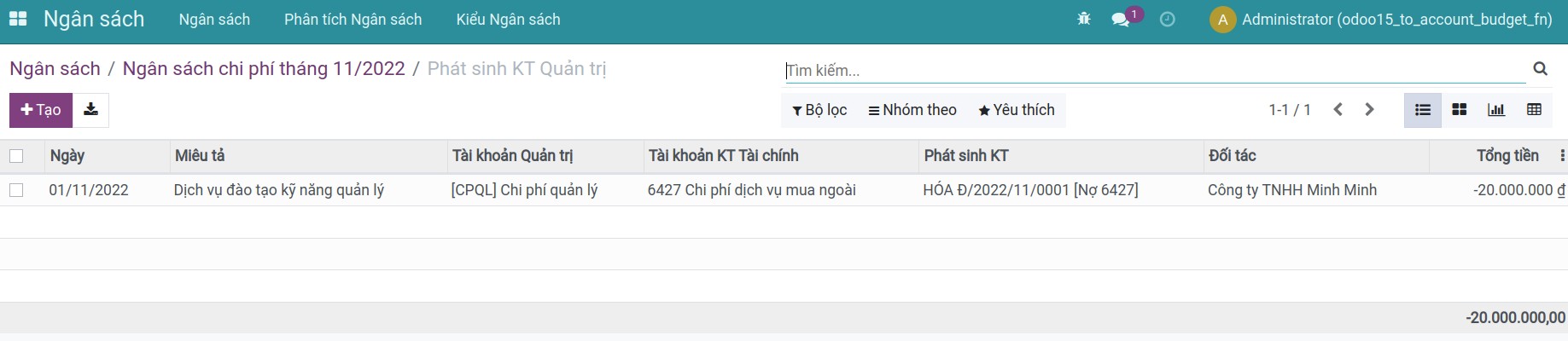 Xem chi tiết các hạch toán kế toán liên quan đến giá trị thực tế trên Ngân sách