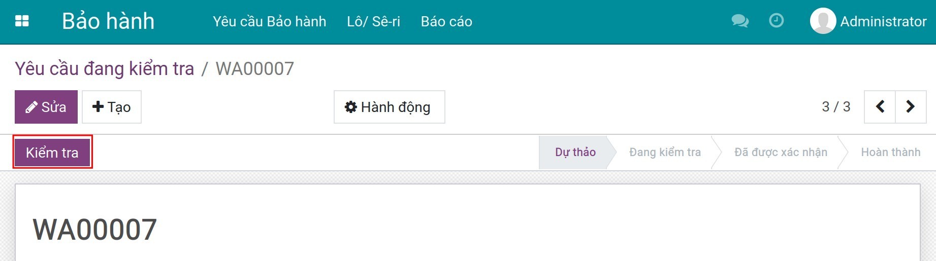 Bắt đầu kiểm tra yêu cầu bảo hành cho khách hàng