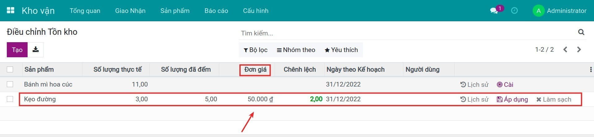 Kích hoạt tạo mã tự động trên sản phẩm Viindoo