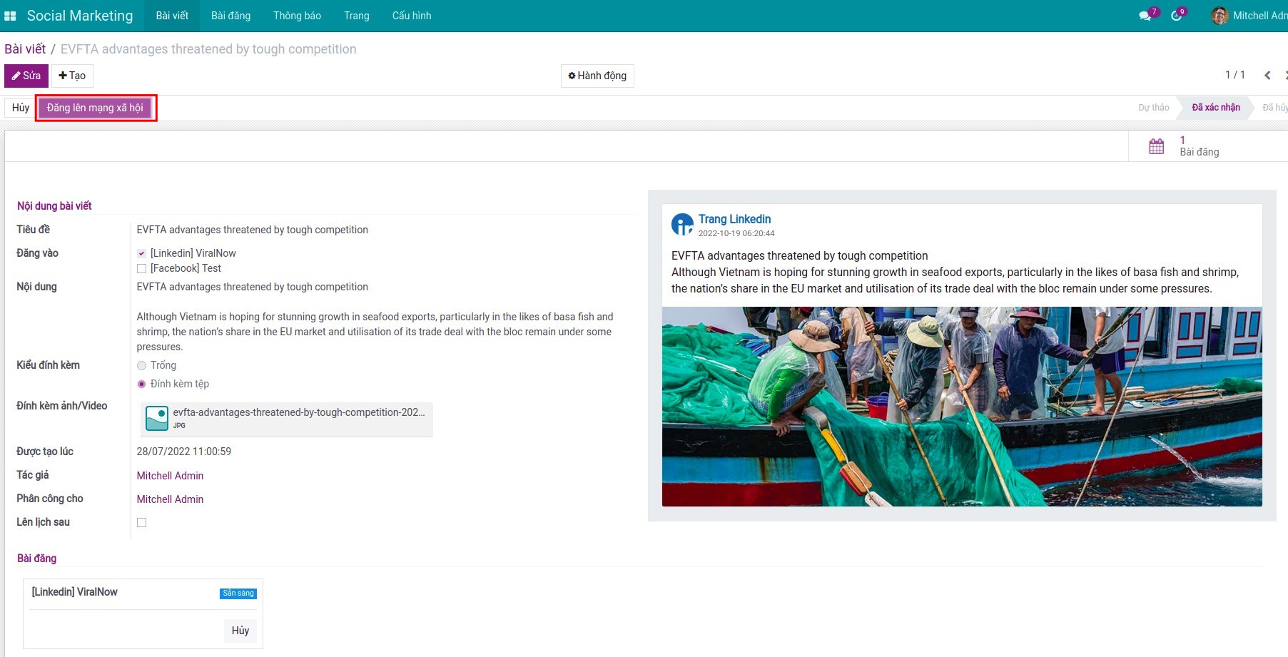 Đăng bài viết lên mạng xã hội
