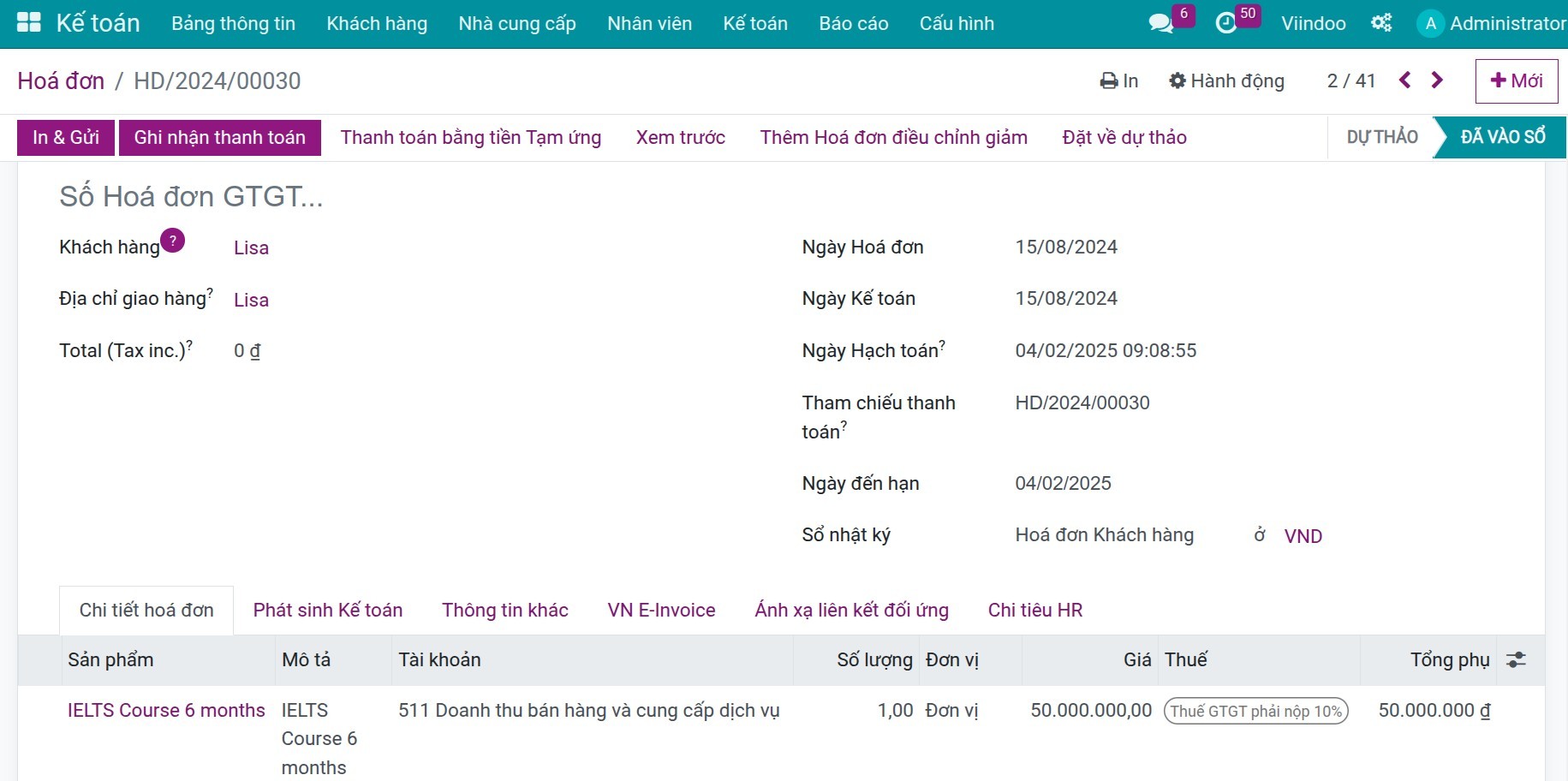 Hóa đơn khách hàng