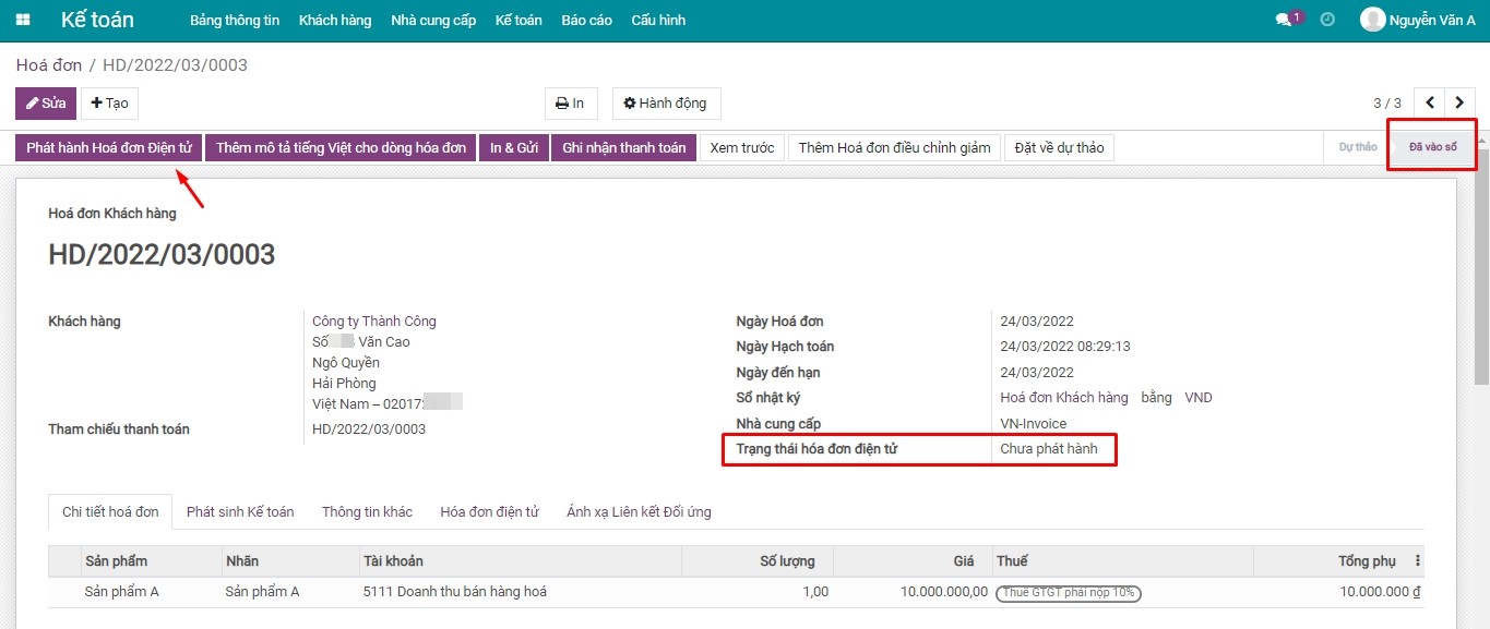 Phát hành hóa đơn điện tử qua VN-Invoice