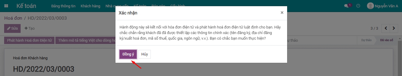 Xác nhận phát hành hóa đơn điện tử