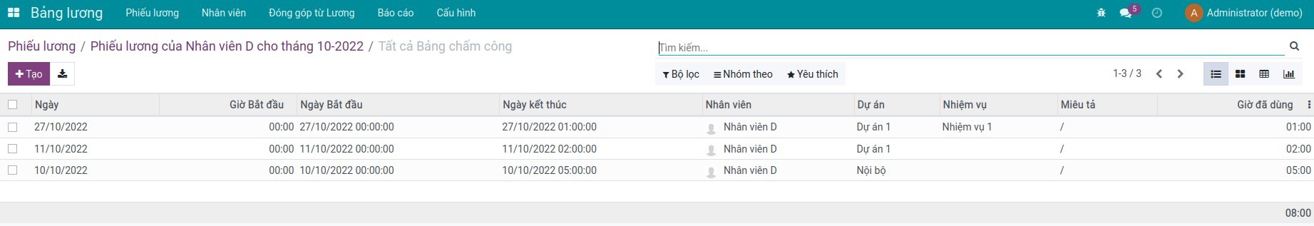 Bản chấm công không bao gồm chấm công nghỉ - Loại trừ bản ghi chấm công Nghỉ trên Phiếu lương Viindoo