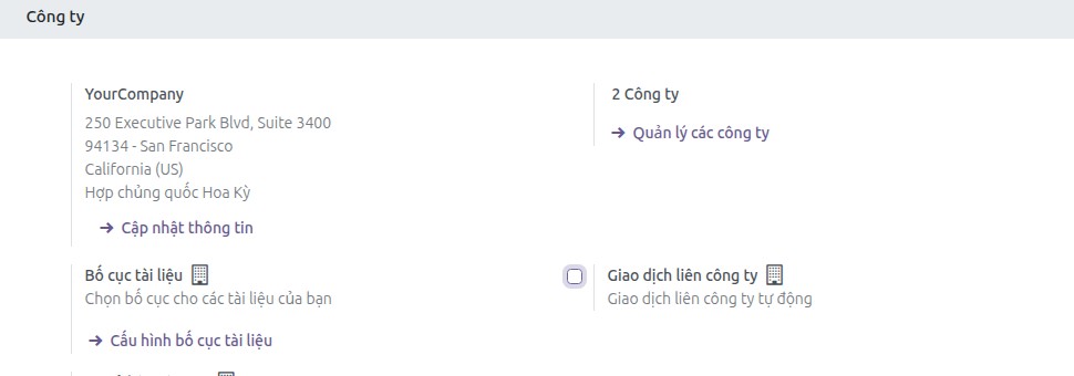 Tùy chọn Giao dịch liên công ty