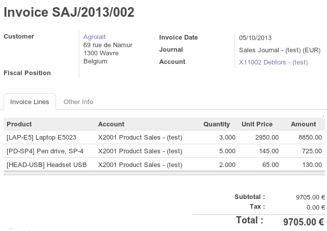 website ecommerce invoice