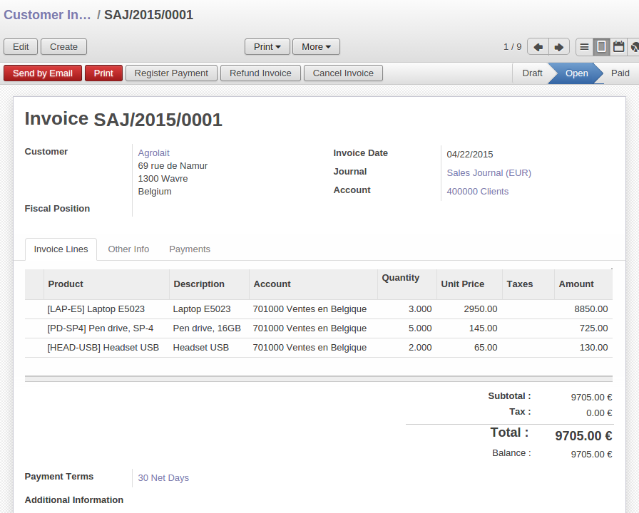 billing invoice