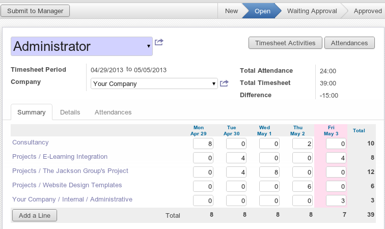 project timesheet