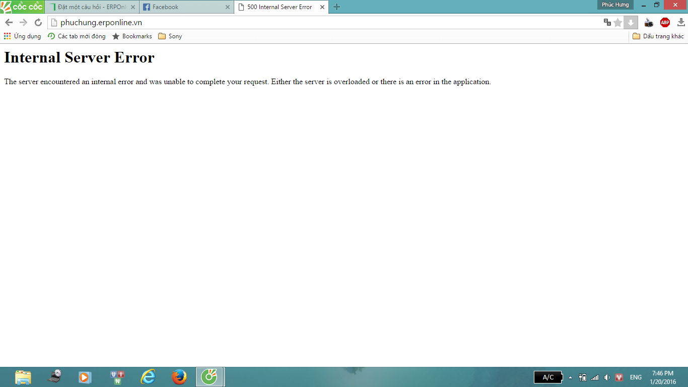 Bị lỗi 500 Internal Server Error khi truy cập